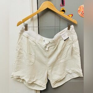 DASH White Linen Blend Shorts LARGE
